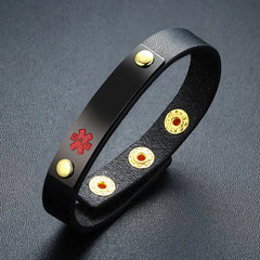 Leather Medical Alert ID Bracelet