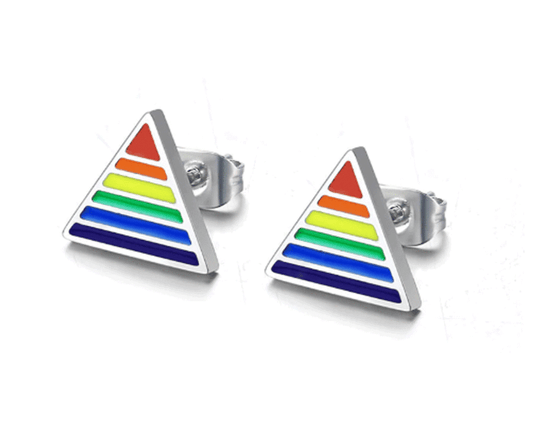 LGBT Pride Steel Triangle Rainbow Stud Earrings