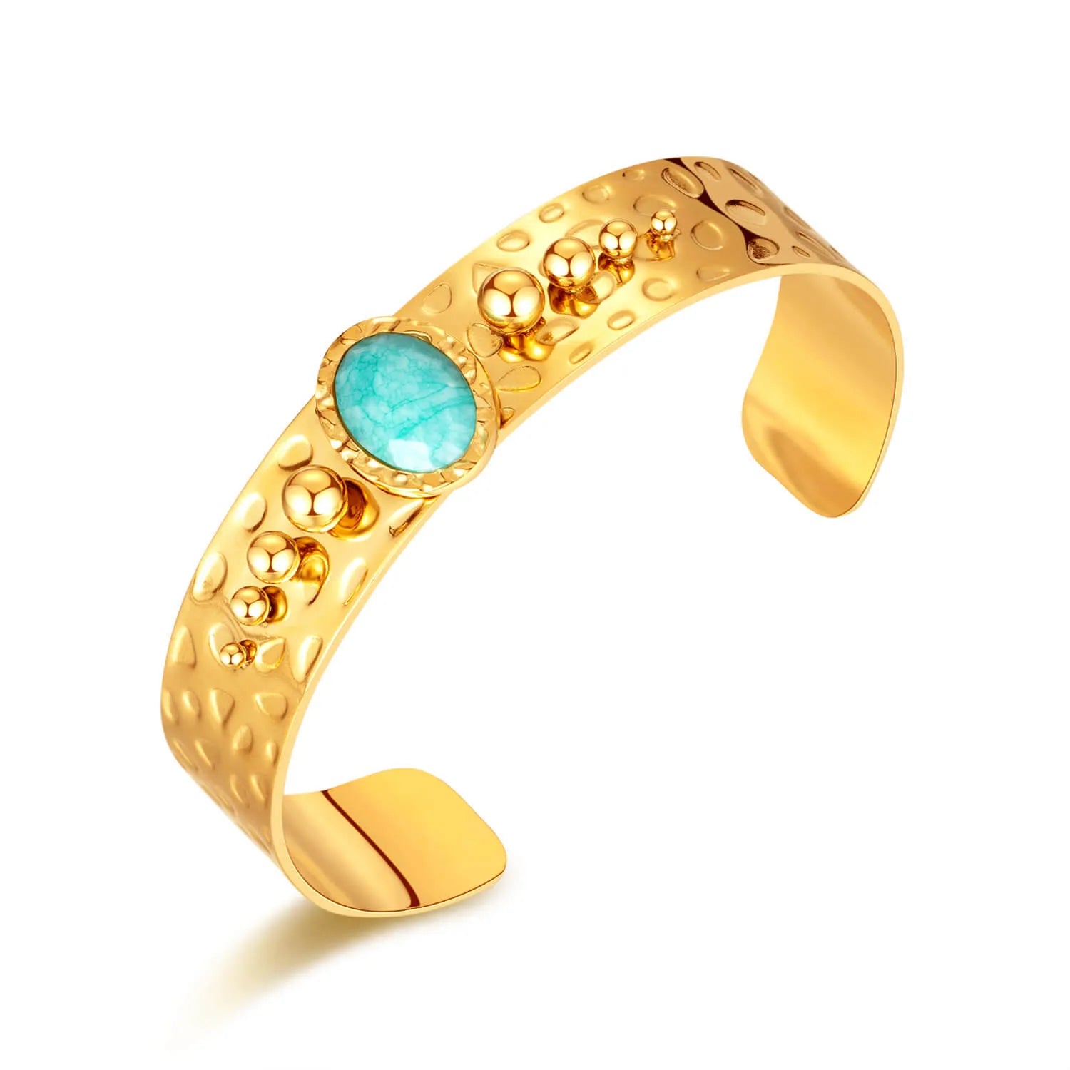 Steel Gold Turquoise Bangle