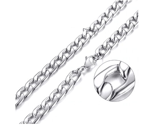 Mens Stainless Steel Silver Cuban Link Chain