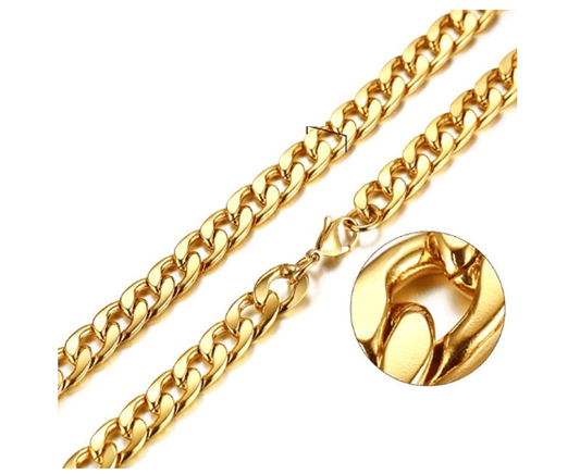 Mens Stainless Steel Gold Cuban Link Chain