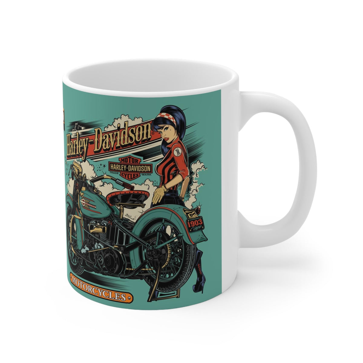 Harley Motorcycle Retro Art Mug