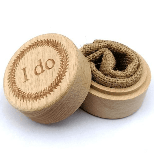 Wooden Wedding Engagement Ring Box-I Do