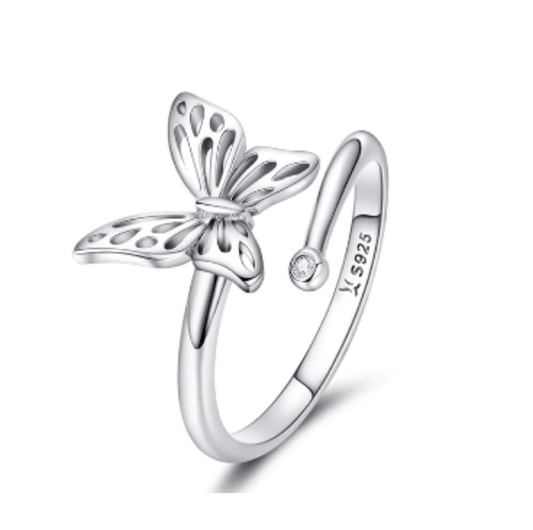 Silver Vintage Butterfly Ring