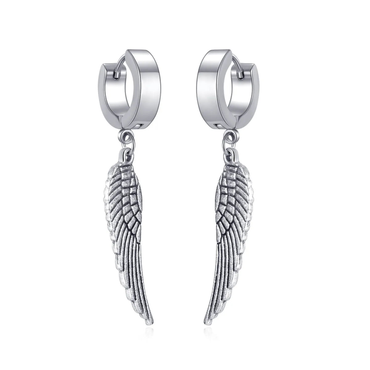 Steel Huggie Angel  Earrings