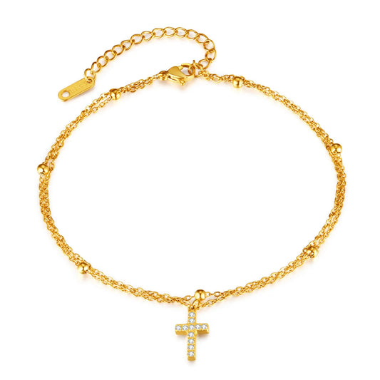 Gold Plated Cross Anklet