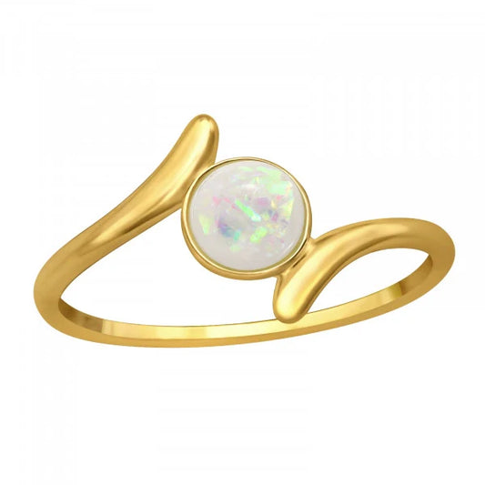 Silver Opal Gold Plated Ring