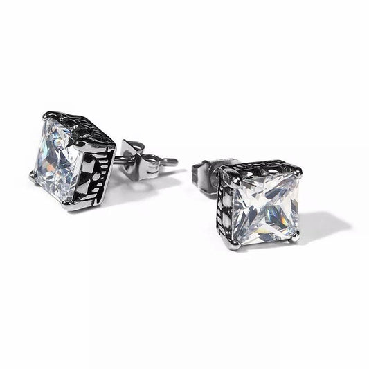 Steel Cubic Zirconia Stud Earrings