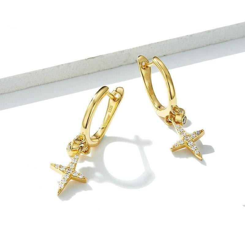 Gold Star Hoop Earrings