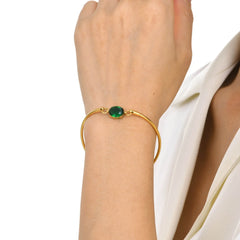 Steel Gold Green stone Bracelet