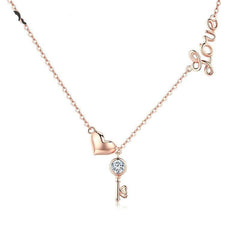 Rose Gold Love Lock Necklace