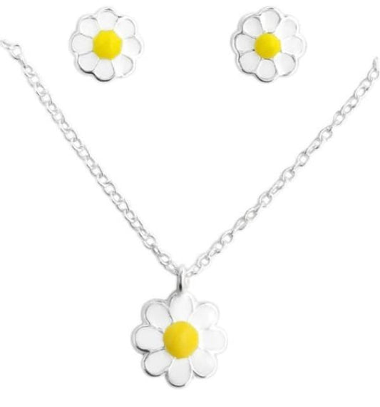 Kids  Silver Flower jewelry Set