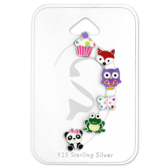 Kids  Sterling Silver Mixed Earrings Set for Girls