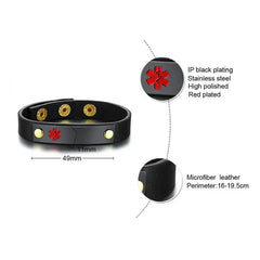 Leather Medical Alert ID Bracelet