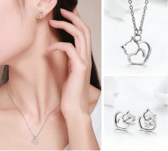 Silver Cat Jewellery Set