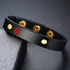 Leather Medical Alert ID Bracelet