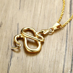 Steel Gold Snake Necklace