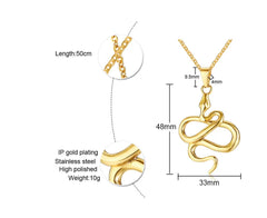 Steel Gold Snake Necklace