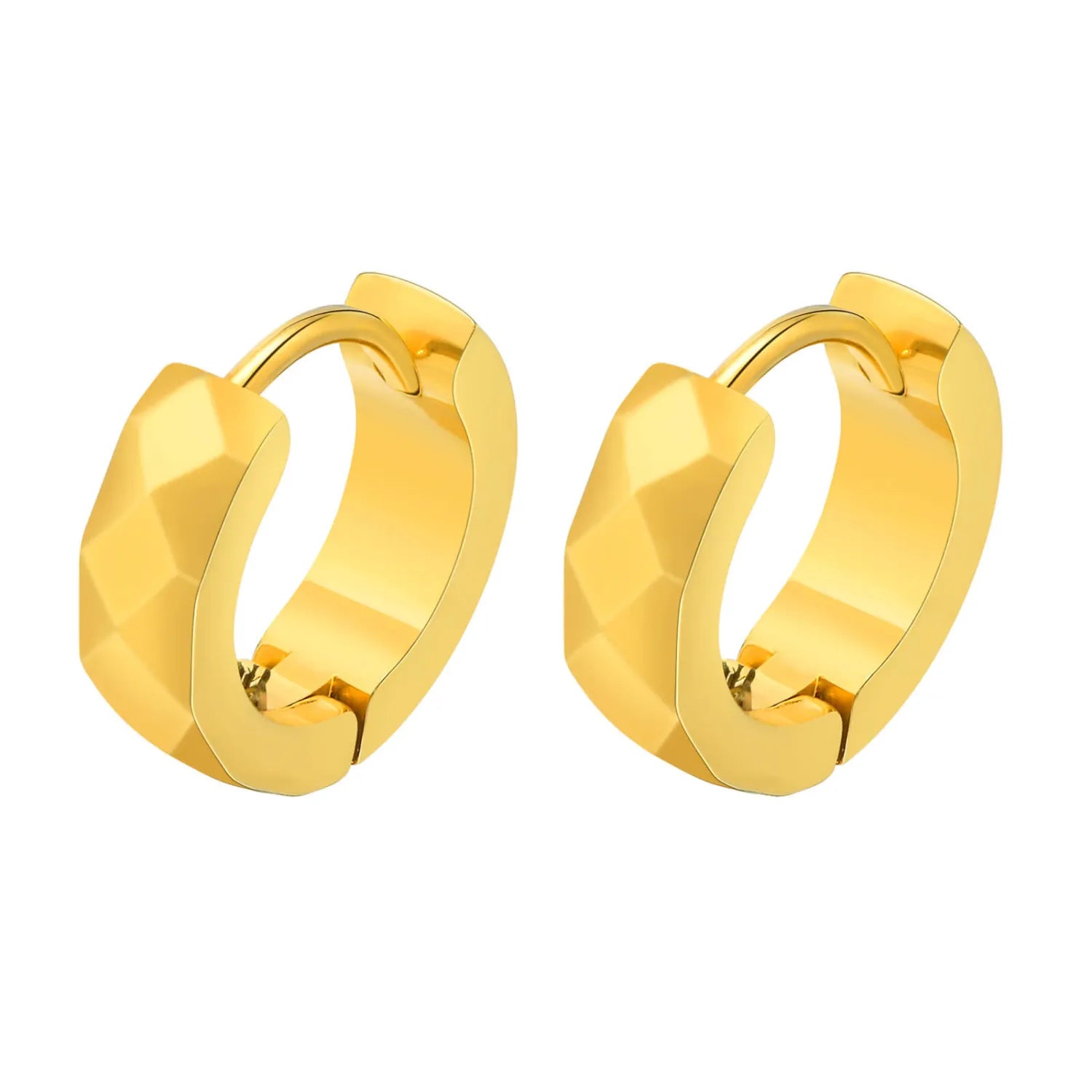 Faceted  gold  Huggie Earrings