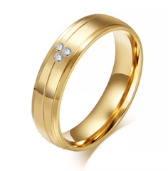 Gold And Crystal couple Wedding Ring