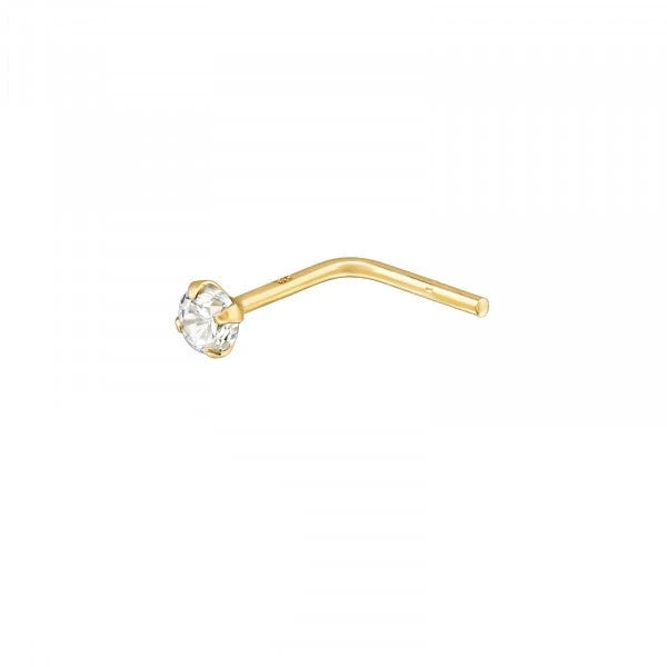 4 Prong  Gold Nose Stud 2mm