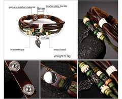 Genuine Leather Brown Bracelet for Men and Women