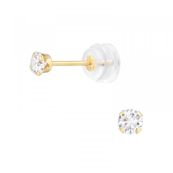 14k Solid Gold Round Ear Studs