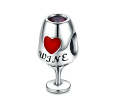 Silver Wine Heart Charm