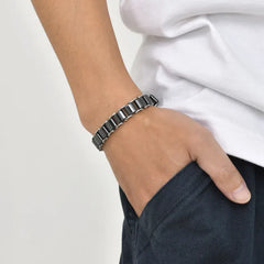 Stainless Steel Silver Black  Bracelet