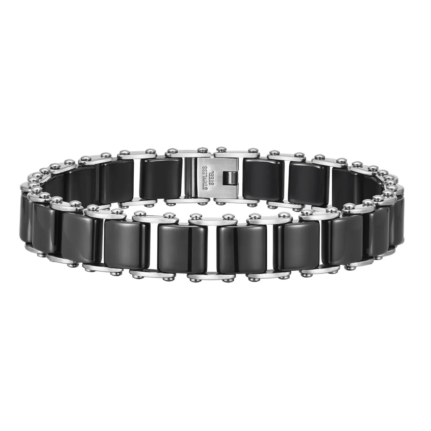 Stainless Steel Silver Black  Bracelet