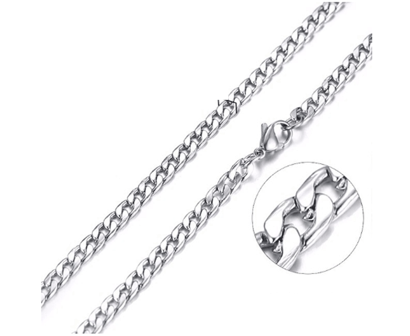 Mens Stainless Steel Silver Cuban Link Chain