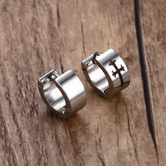 Stainless Steel Huggies Cross Earrings For Men