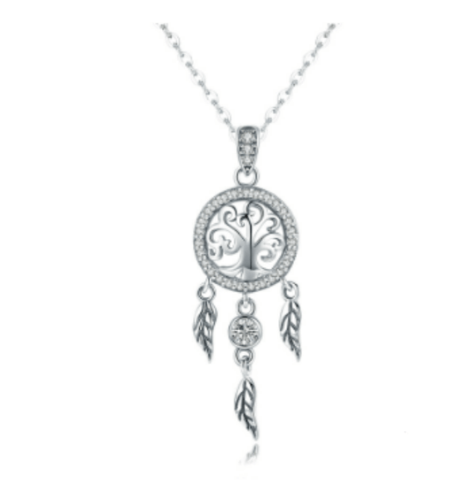 Intricate Silver Dream Catcher Pendant