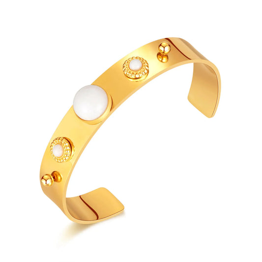 White Jade Stone Open Bangle