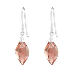 Silver Twisted Earrings Blush Rose with Swarovski Crystal