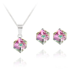 Vitrail Light Cube Silver Jewellery Set