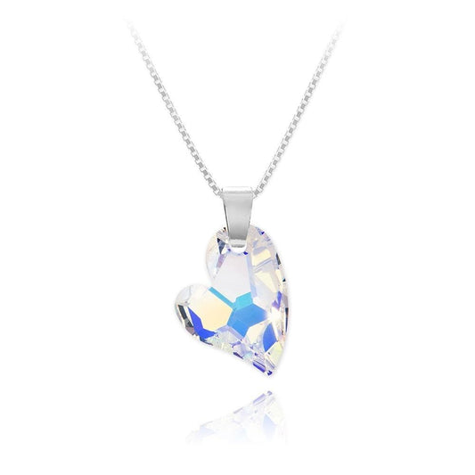 Off Centre Swarovski Crystal Heart Necklace