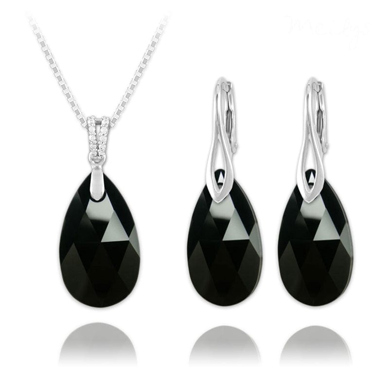 Jet Silver Jewellery Set