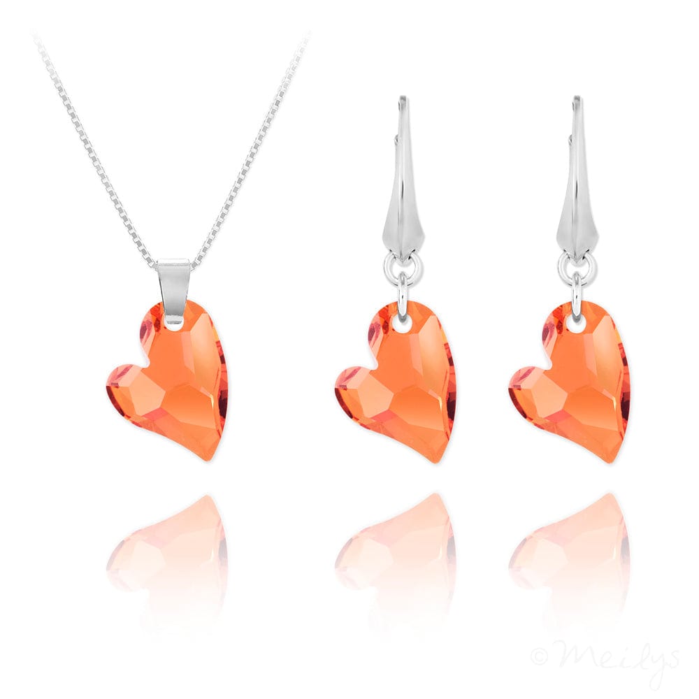 Silver Pink Heart Fine Jewellery Set