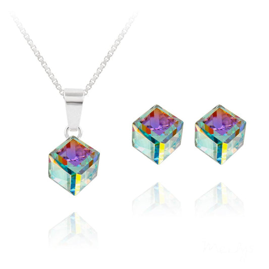 Silver Cube Fine Silver Jewellery Set