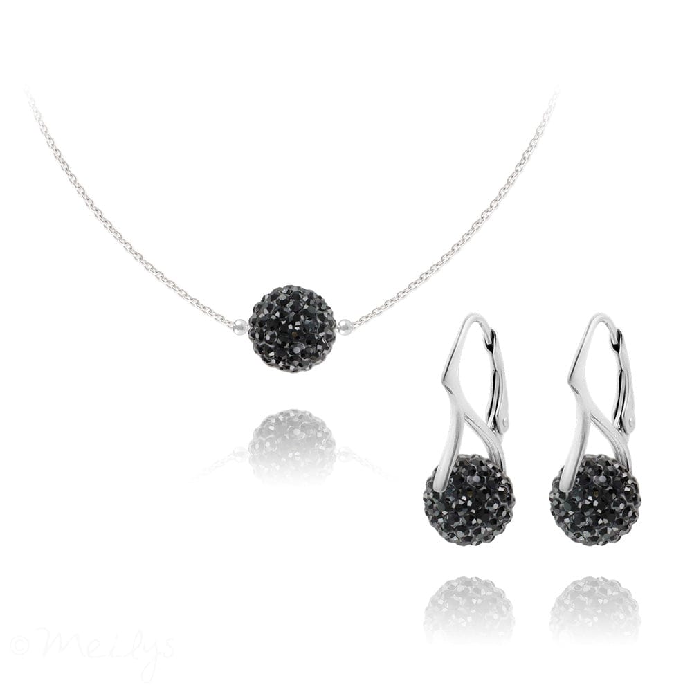 Jet  Disco Ball Fine Silver Jewellery Set