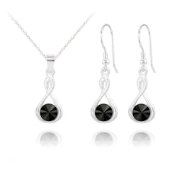 Infinity Fine Silver Jet Black Jewellery Set