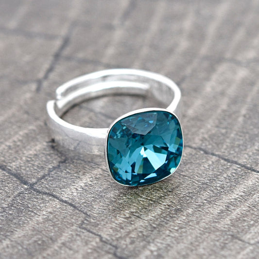 Adjustable Silver Ring Indicolite