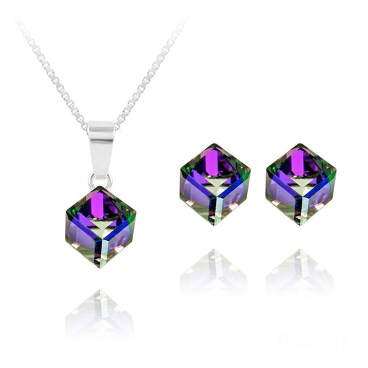 Silver Cube Fine Silver Jewelry Set