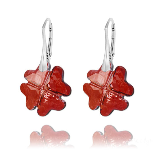 Red Stone Leaf Silver Jewellery Set