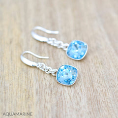 Luxury Aquamarine Earrings & Necklace Jewellery Set