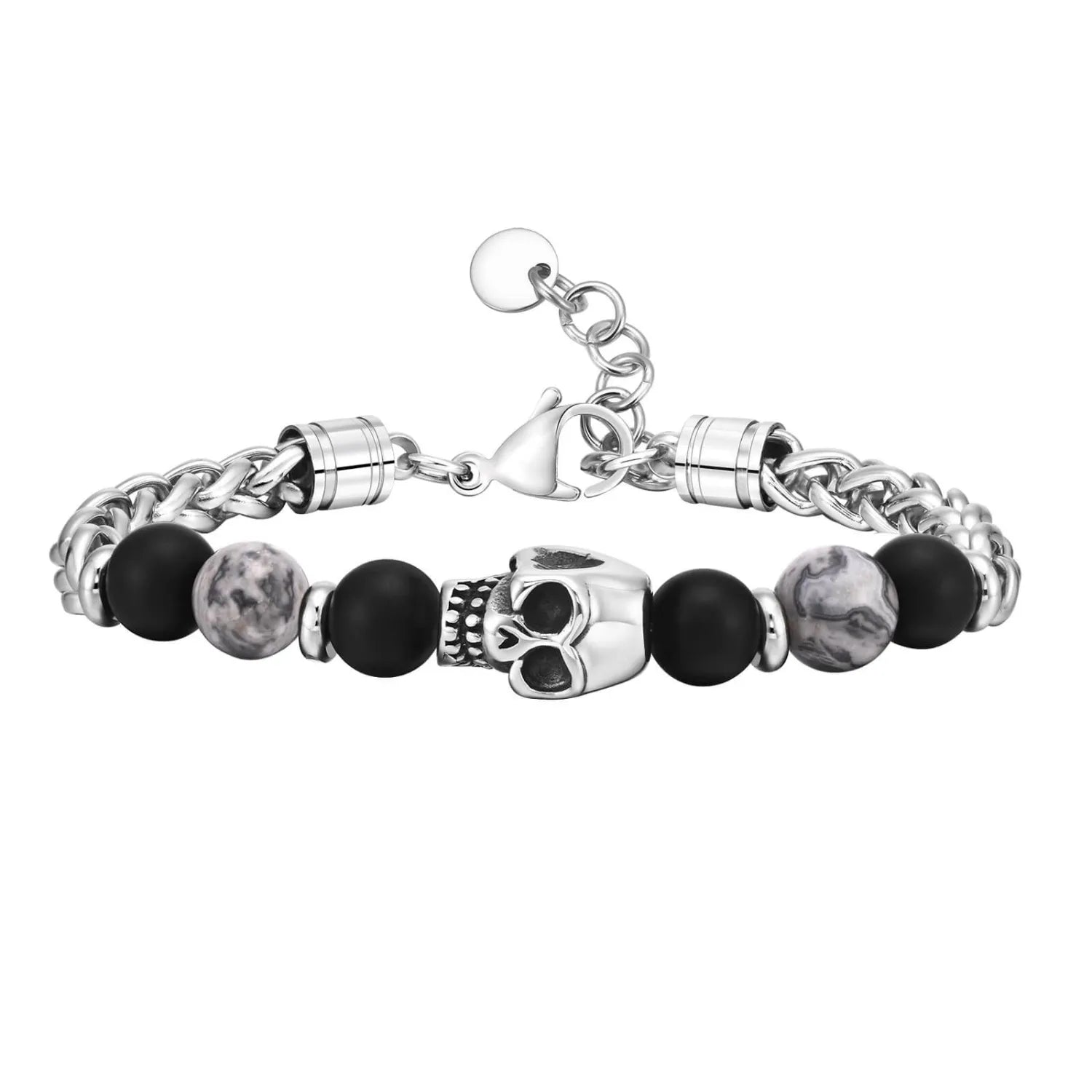 Stainless Steel Skull Bead Bracelet