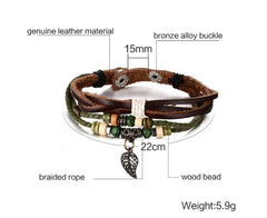 Genuine Leather Brown Bracelet for Men and Women