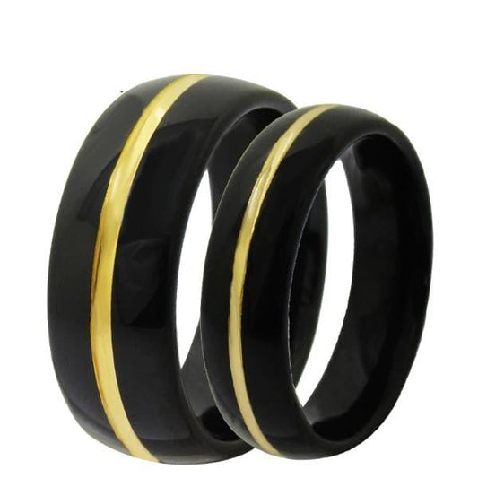 Tungsten Black and Gold Vintage Wedding Bands