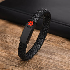 Medical ID Leather Bracelet